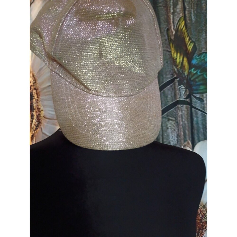 H&M rose gold/light pink glittery metallic baseball cap Youth